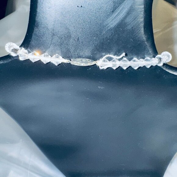 Vintage Single Strand Glass Crystal Faceted Beads Choker Necklace 16 in *READ* - Picture 3 of 6